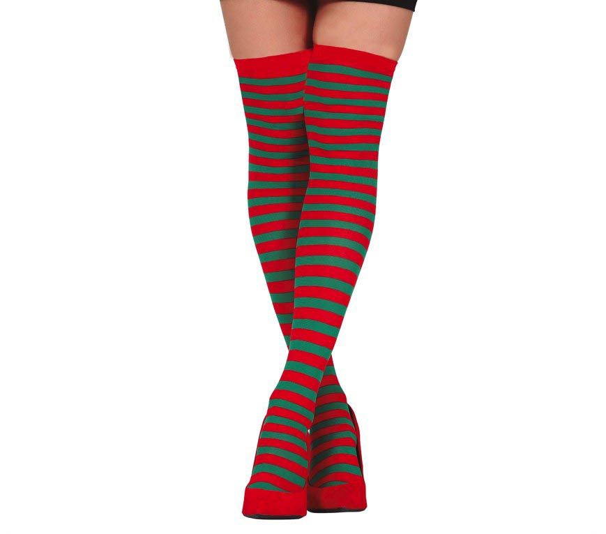 MEDIAS VERDES Y ROJAS ADULTA RAYAS BL  REF 16980