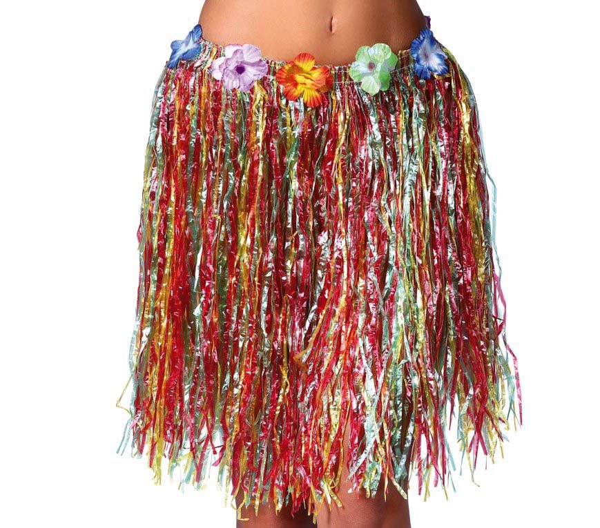 FALDA HAWAIANA FLORES MULTICOLOR 50 CMS BL REF.17633