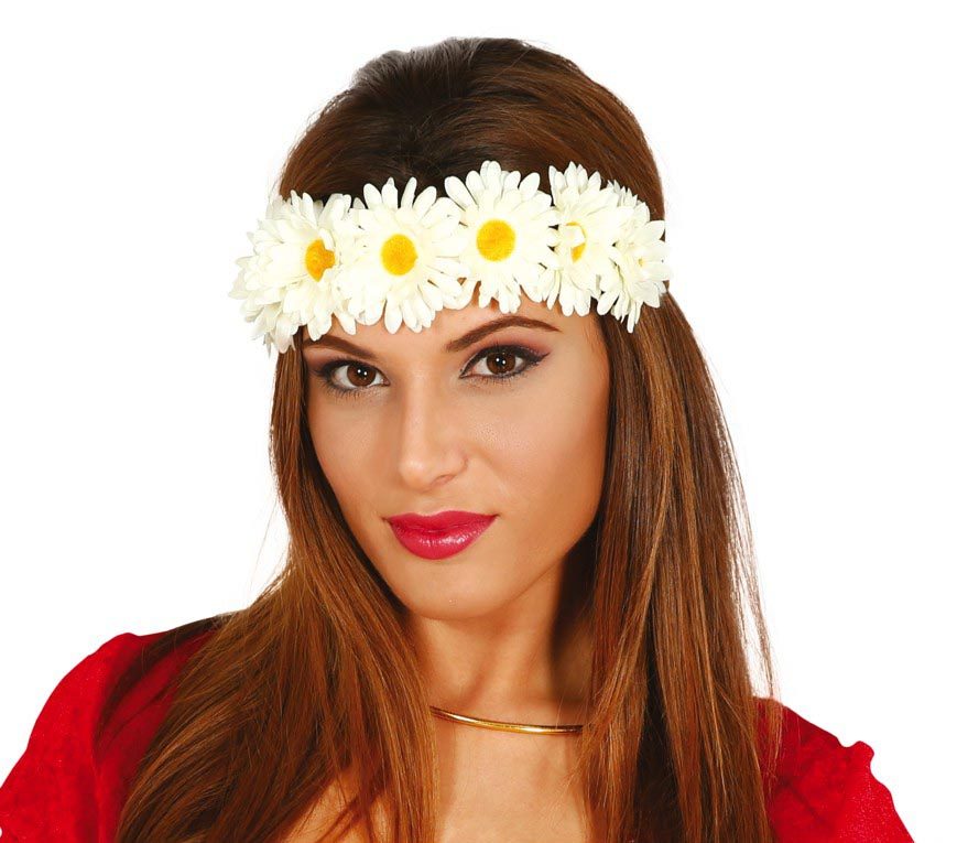 DIADEMA HIPPIE FLORES BLANCAS BL REF 18679