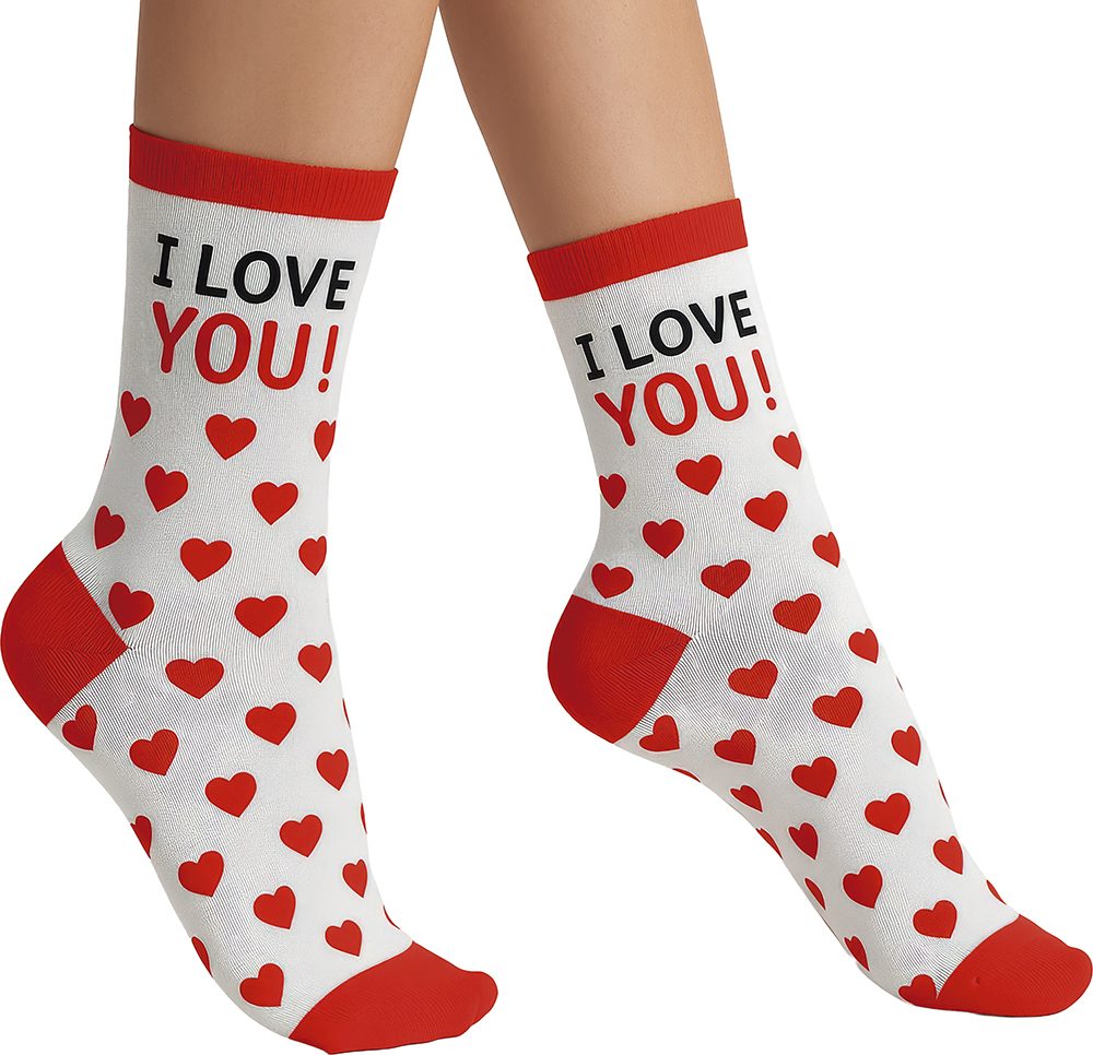 CALCETINES CORAZONES I LOVE YOU TALLA 42-48 BL REF 27516