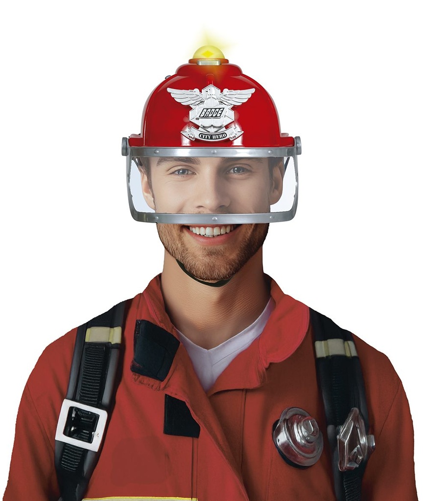 CASCO BOMBERO CON SIRENA Y LUZ BL REF 23062