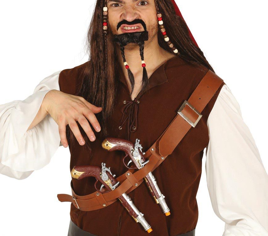 CINTA PECHO CON DOS PISTOLAS PIRATAS BL REF 17282