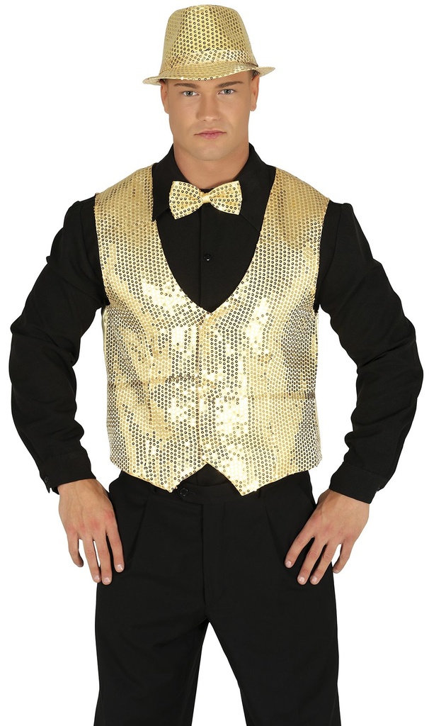CHALECO LENTEJUELAS ORO ADULTO BL REF 17354