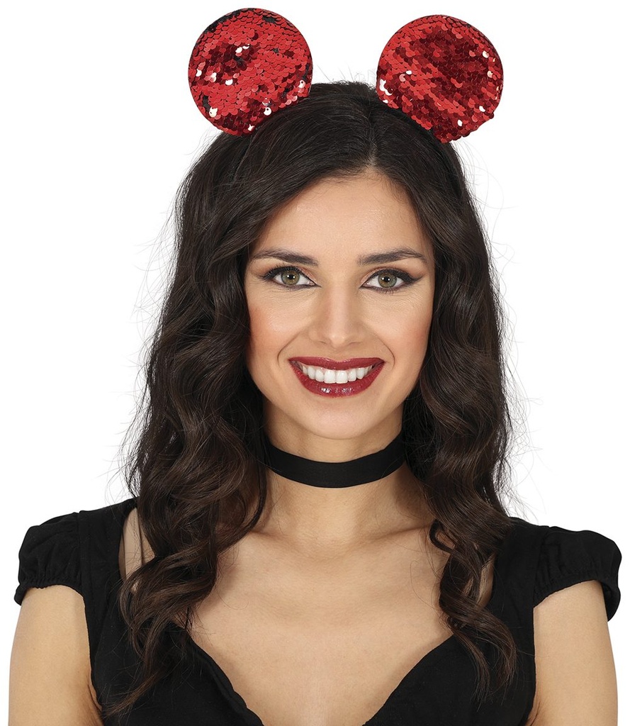 DIADEMA RATON LENTEJUELAS ROJAS BL REF 23019