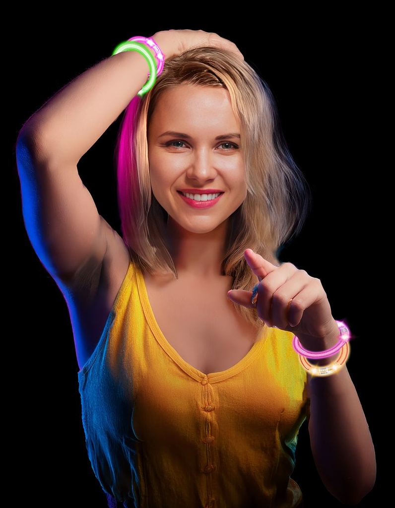 PULSERAS LED SURTIDAS COLORES 8 CM 4 UDS BL REF 27317