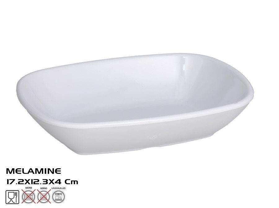 [146376] FUENTE OVAL DIAMOND BLANCA MELAMINA 17.2 X 13.2 X 4 CM