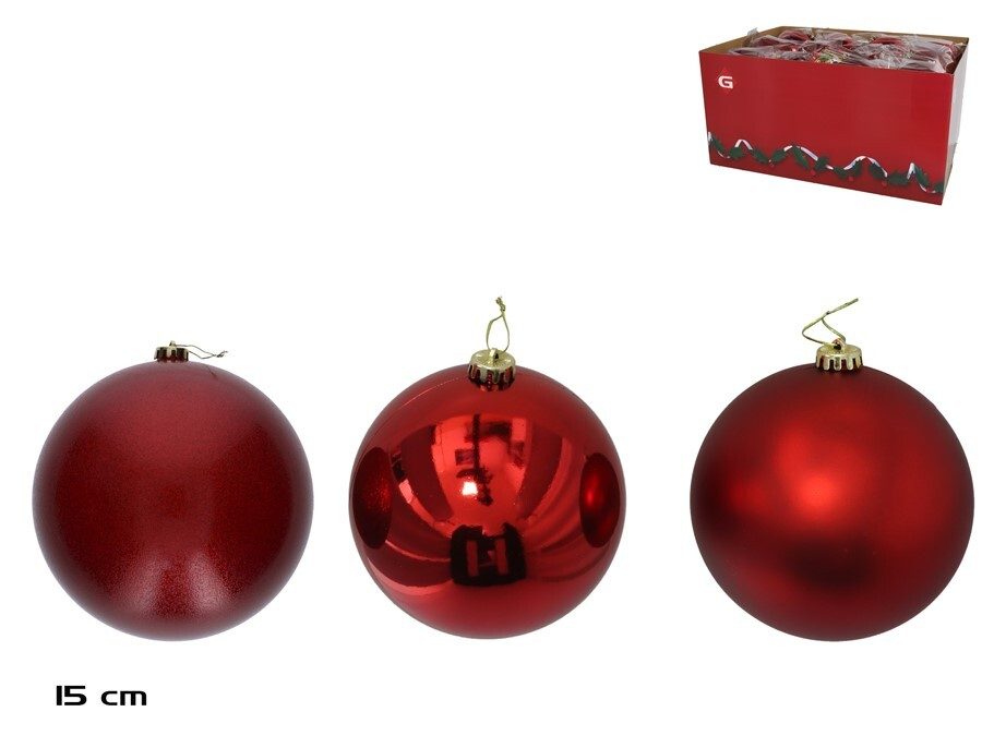 [138377] BOLA NAVIDAD ROJA 3 SURTIDOS 15 CM