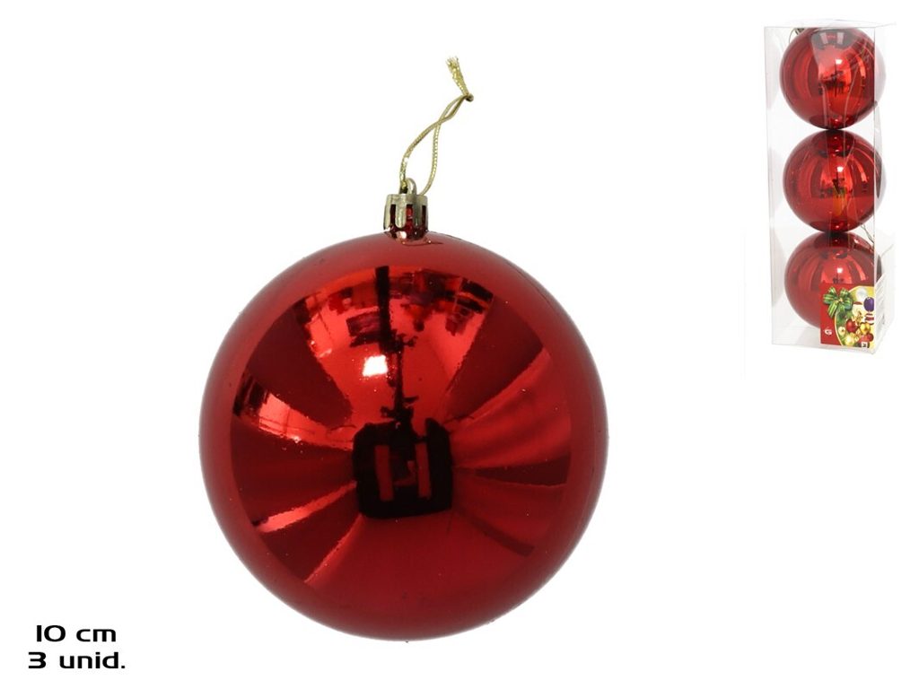[138398] BOLA NAVIDAD BRILLO ROJO 10 CM 3 UDS