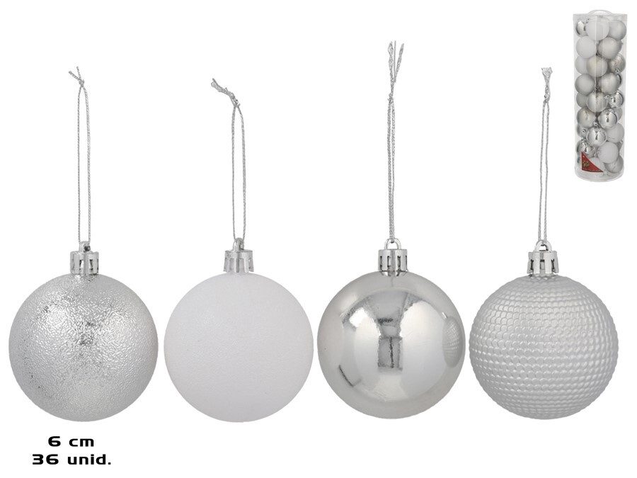 [138440] BOLA BLANCO/PLATA 6 CM 36 UDS