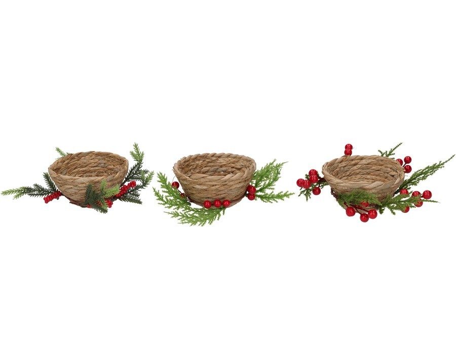 [138674] CESTA CON BAYAS ROJO 22 CM