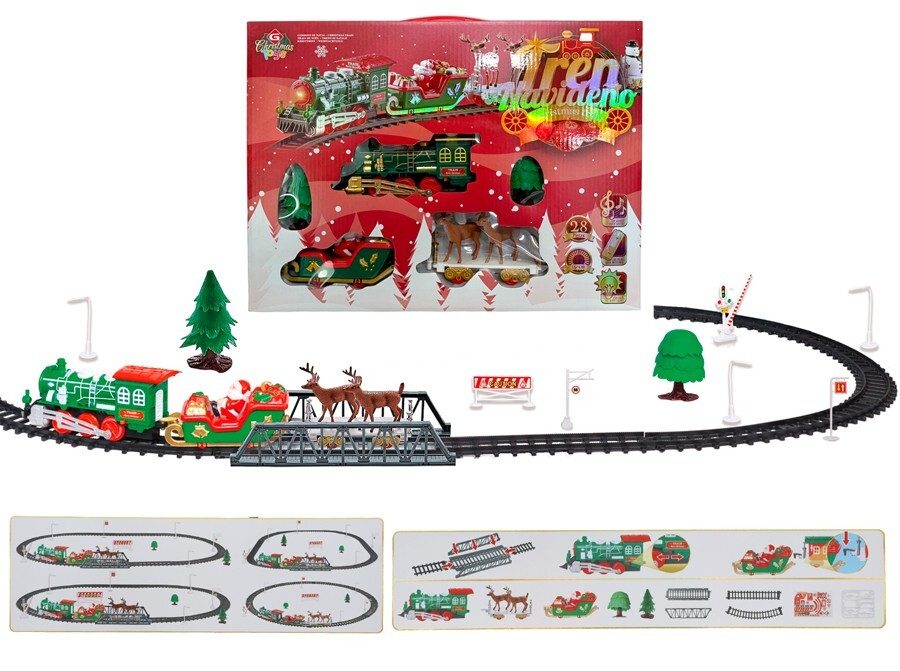 [138717] TREN NAVIDEÑO SANTA CON LUZ Y SONIDO 28 PZAS 132 CM