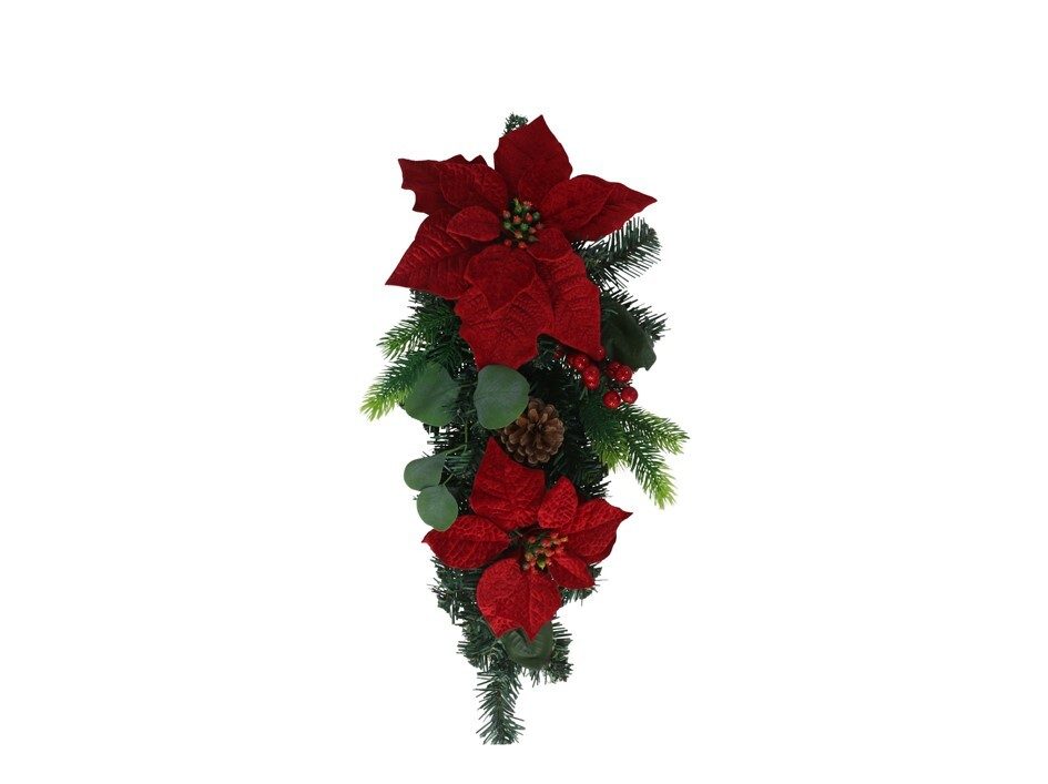 [138725] COLGANTE NAVIDAD FLOR ROJA DE PASCUA Y PIÑAS