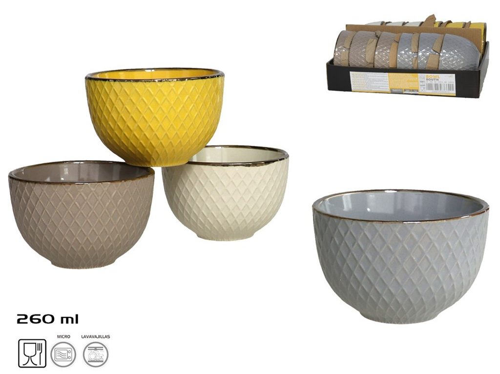 [124043] BOWL 260 ML SOUTH GRES 4 SURTIDOS