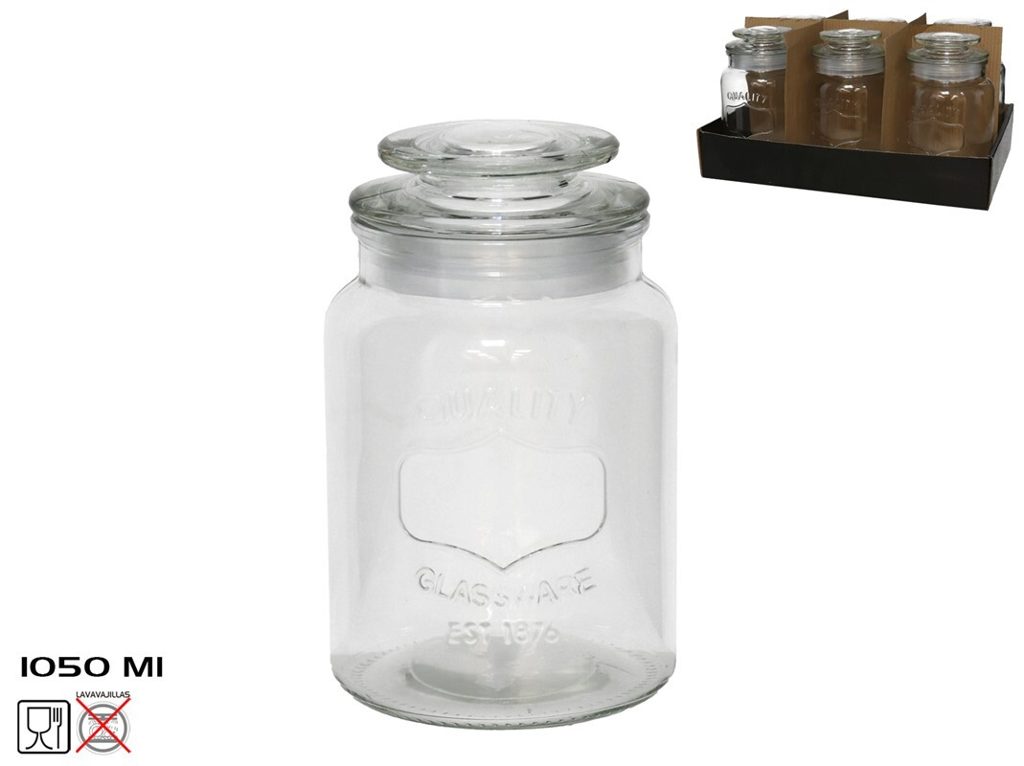[144187] TARRO CON TAPA CRISTAL CORN 1050 ML