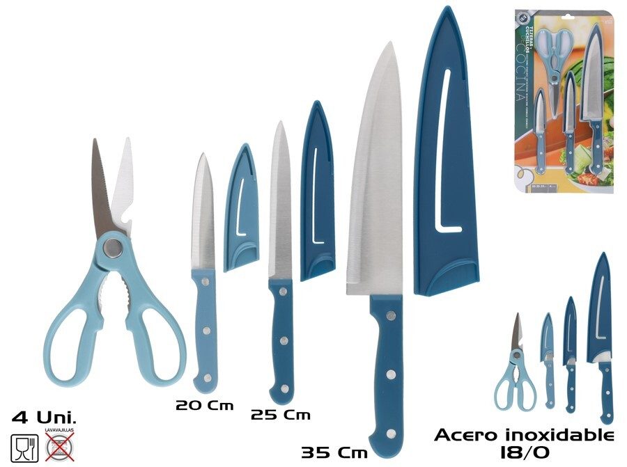 [145368] CUCHILLOS COCINA CON TIJERAS 4 PZAS