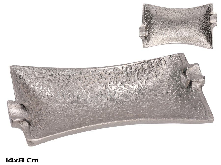 [144692] BANDEJA RECTANGULAR DECORATIVA NIQUEL 14 X 8 X 2 CM