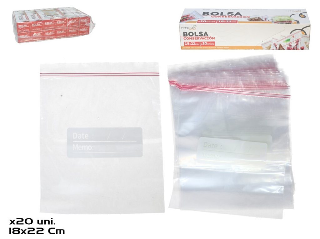 [136819] BOLSA CONSERVACION ZIPPER 18 X 22 CM 20 UDS