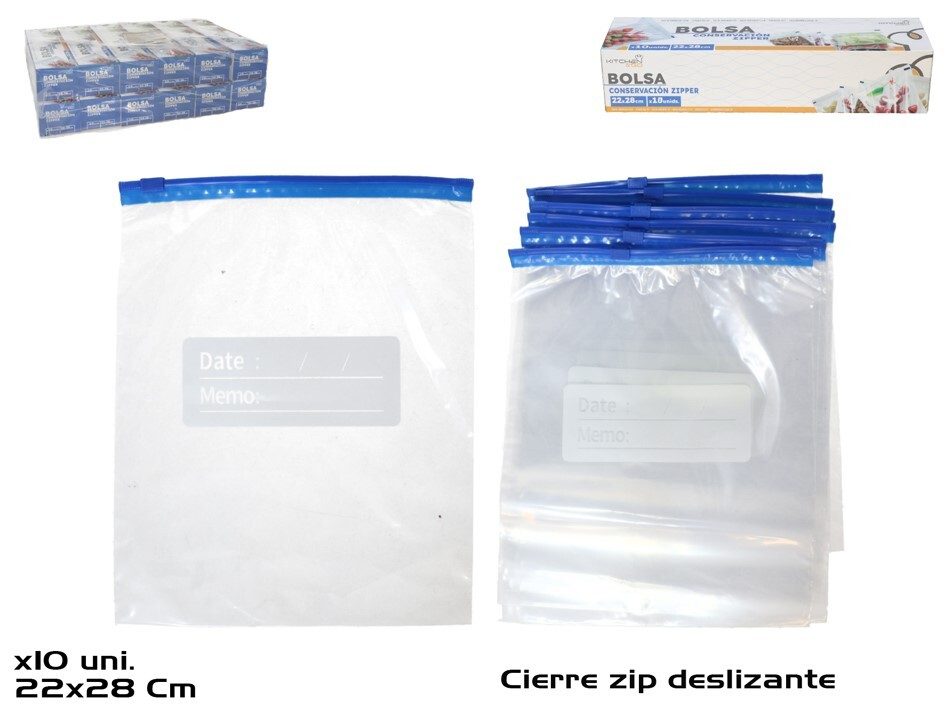 [138003] BOLSA CONSERVACION ZIPPER 22 X 28 CM 10 UDS