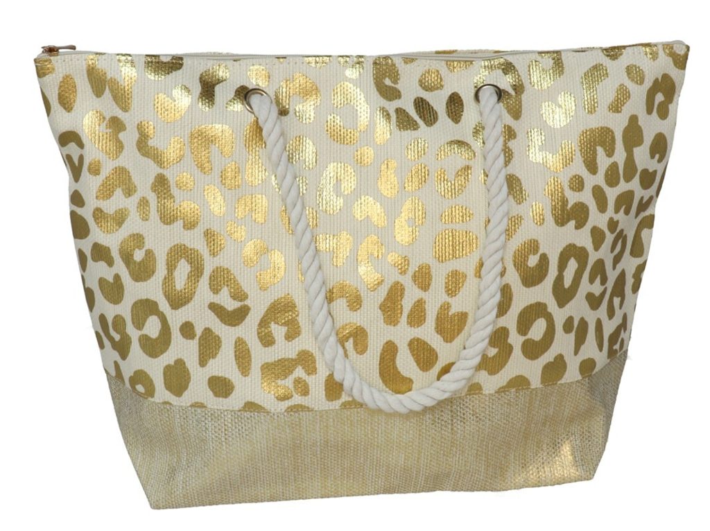[142118] BOLSO PLAYA ORO VIVIAN CON CREMALLERA 51 X 36 CM