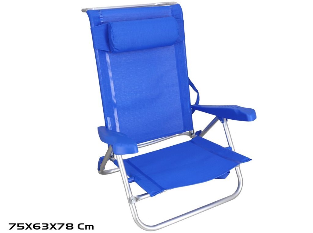 [142237] SILLA PLEGABLE MEDITERRANEA ALUMINIO 7 POSICIONES