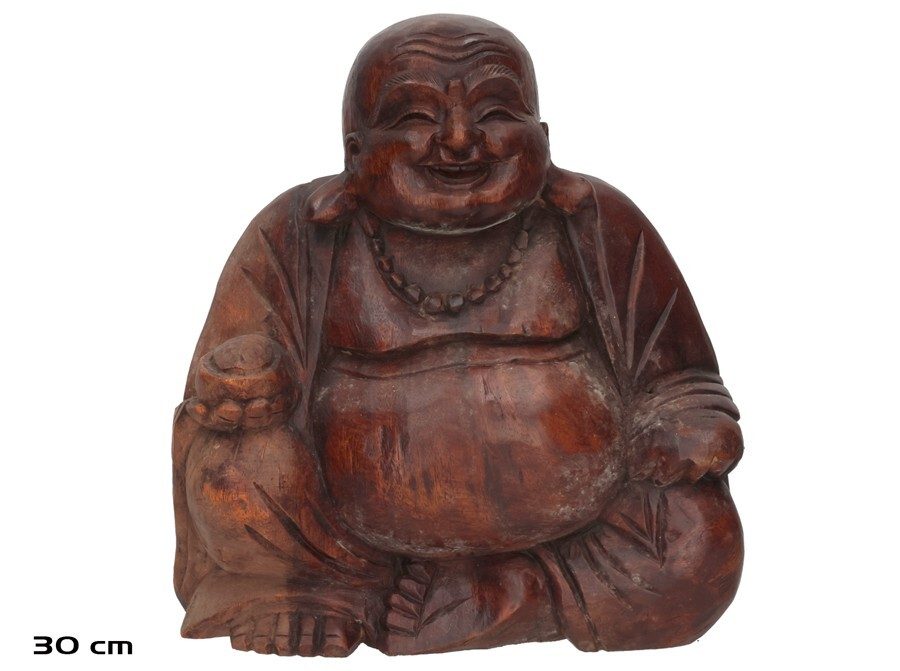 [144180] BUDDHA HAPPY MADERA DE SUAR 30 CM