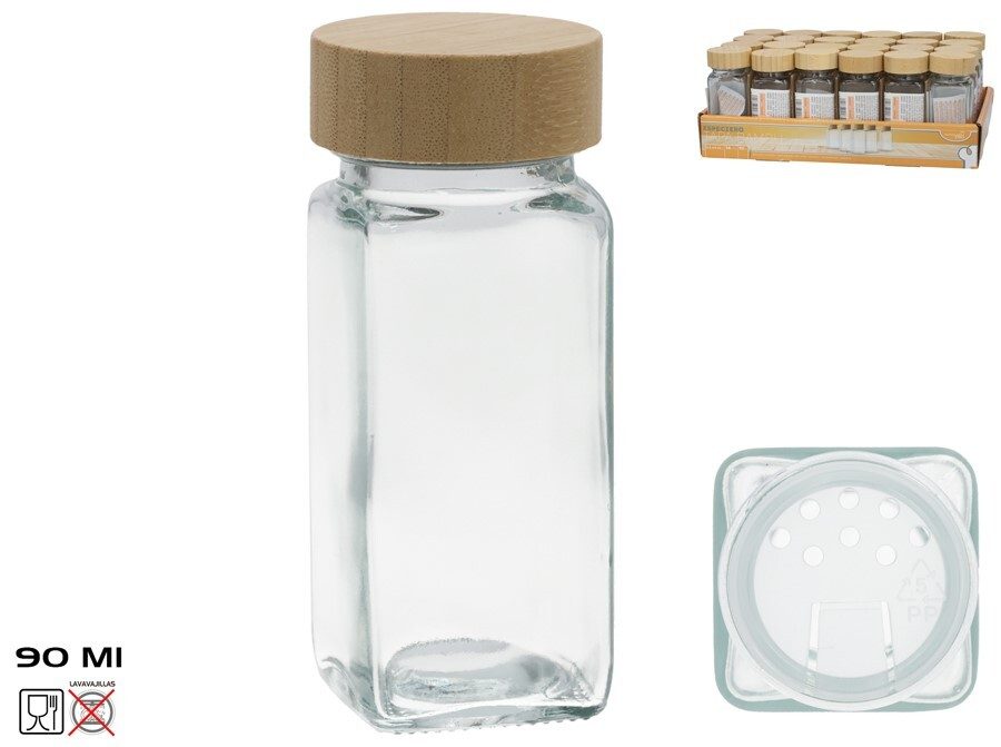 [144211] ESPECIERO CRISTAL TAPA BAMBU 90 ML