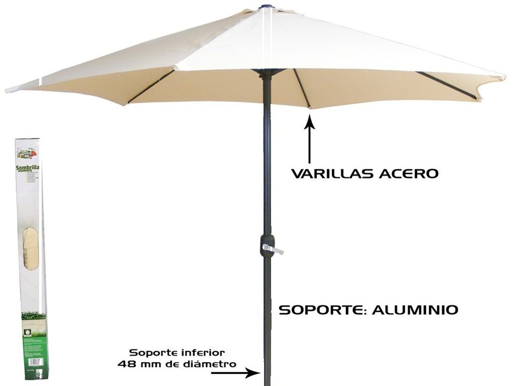 [143943] SOMBRILLA BEIGE TUBO ALUMINIO 48 MM 3 MTS