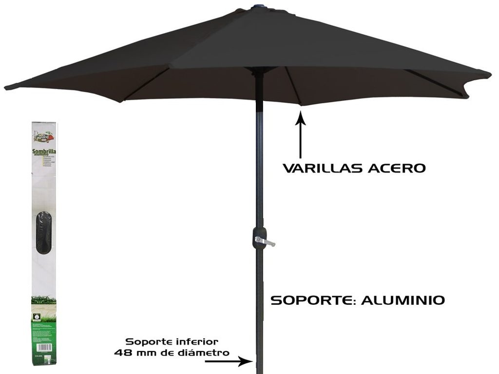 [143945] SOMBRILLA ANTRACITA TUBO ALUMINIO 48 MM 3 MTS