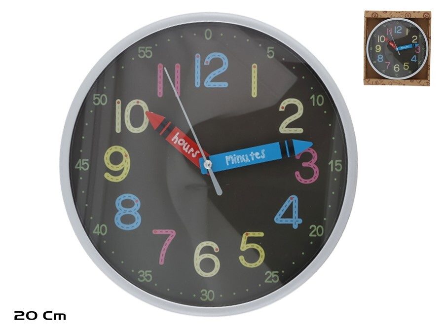 [144005] RELOJ PARED SCHOOL PLATA 20 CM