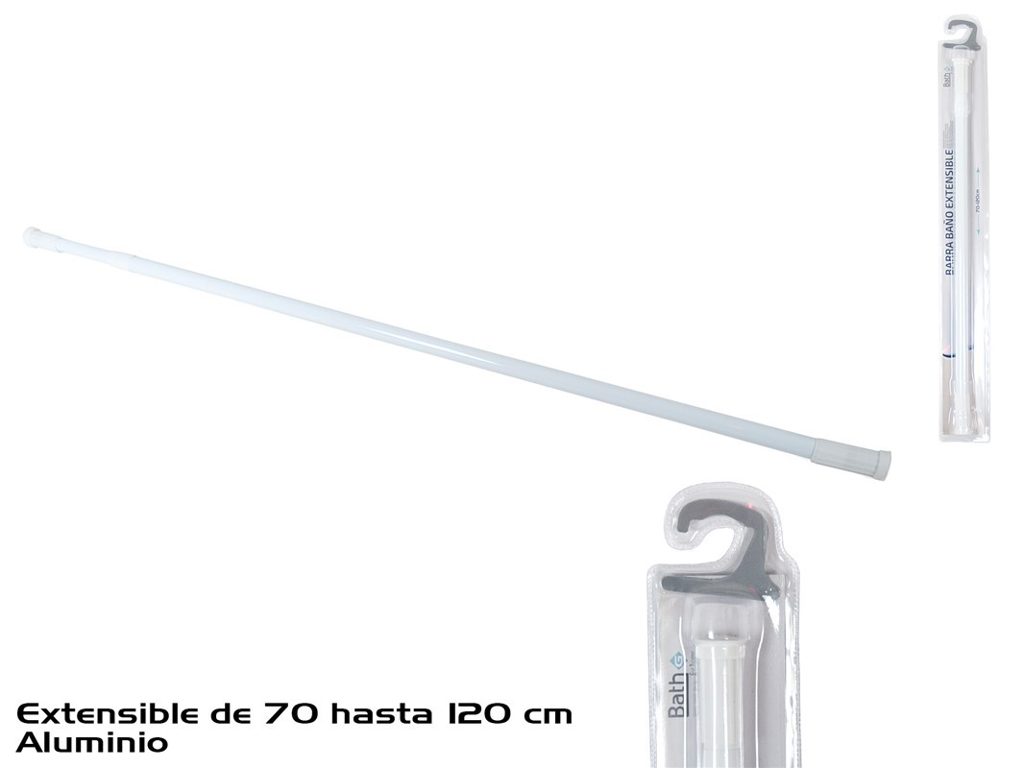 [121380] BARRA BAÑO EXTENSIBLE 70-120 CM BLANCA