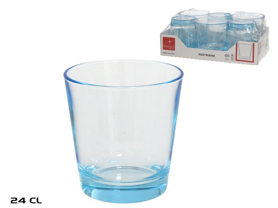 [143463] VASO SESTRIERE AZZURO AZUL BORMIOLI 24 CL 6 UDS