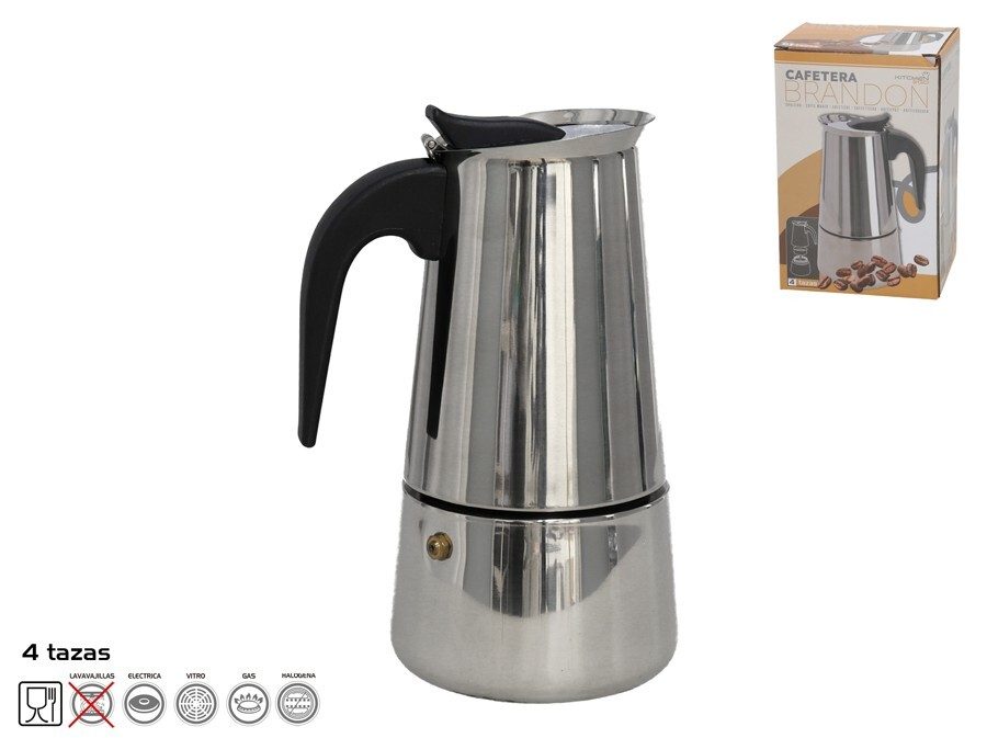 [143470] CAFETERA BRANDON ACERO 4 TAZAS