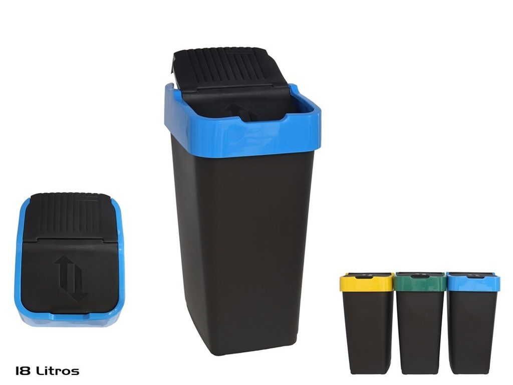[108976] PAPELERA RECICLA TAPA BASCULANTE HEIDRUN 3 SURTIDOS 18LTS