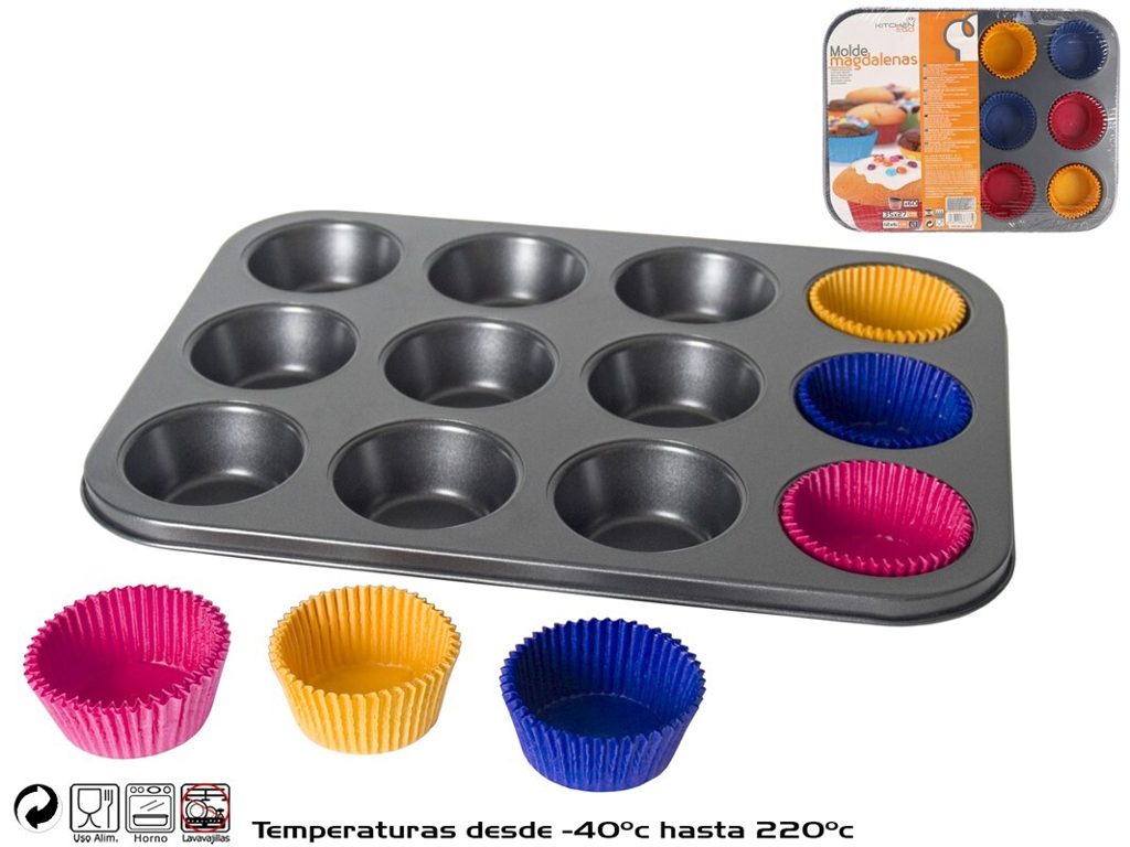 [73670] MOLDE MAGADALENAS 12 UDS CON PAPEL 60 UDS