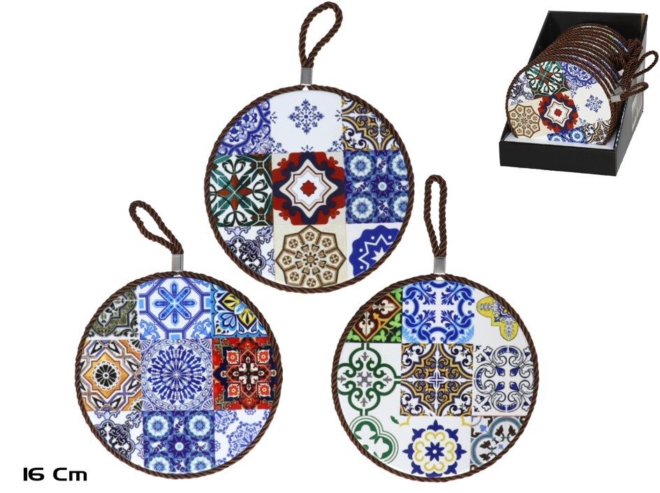 [136270] AZULEJO COLGANTE REDONDO TANGER 3 SURTIDOS 16 CM