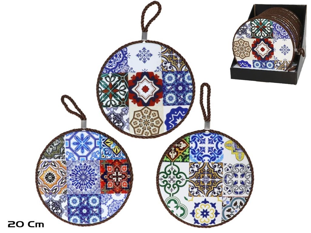[136271] AZULEJO COLGANTE REDONDO TANGER 3 SURTIDOS 20 CM