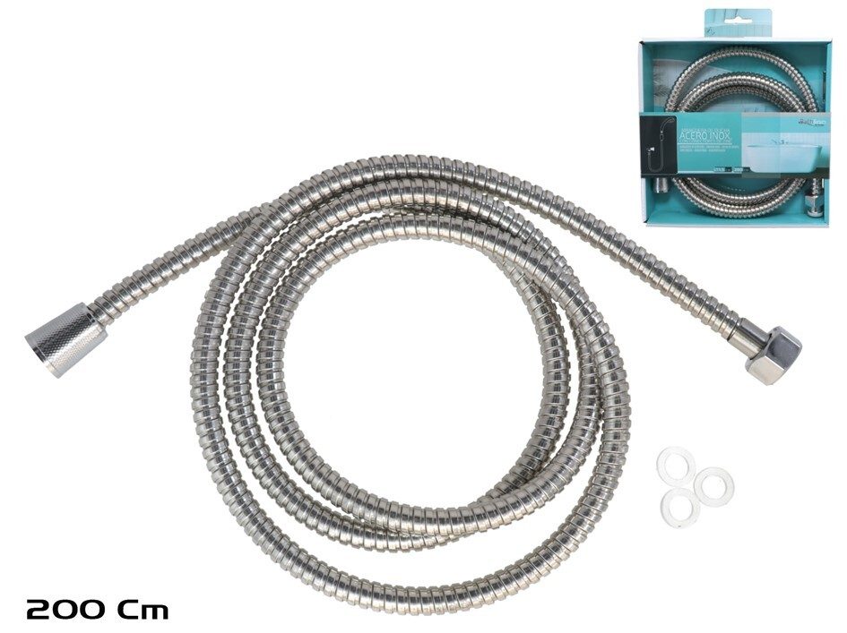 [142463] MANGUERA DUCHA INOX CON CONECTORES 1.3 CM X 2 MTS
