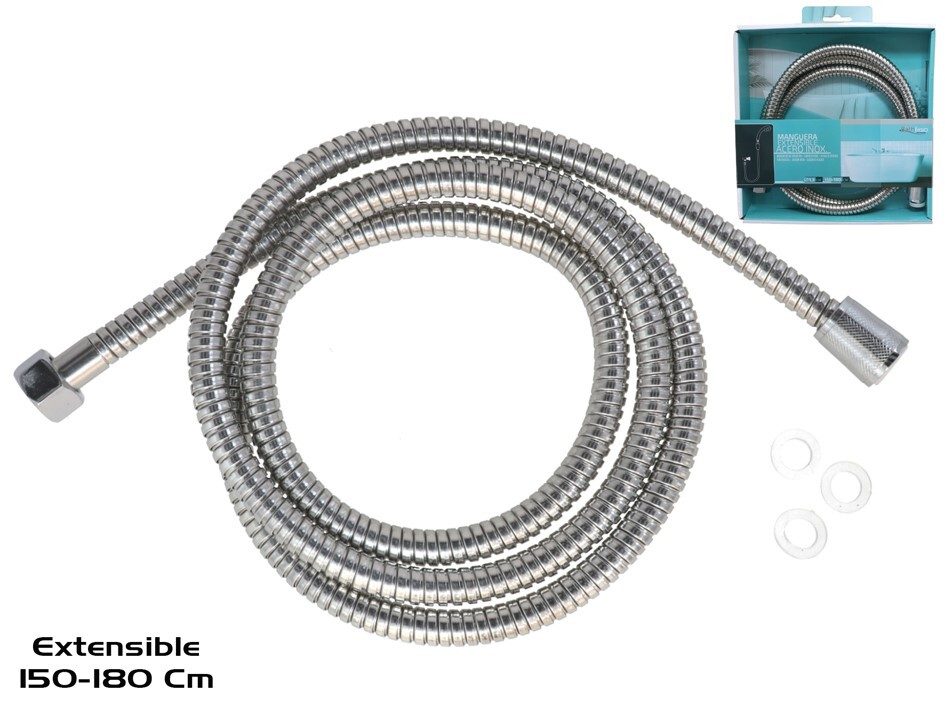 [142465] MANGUERA DUCHA EXTENSIBLE ACERO 1.3 X 150-180 CM