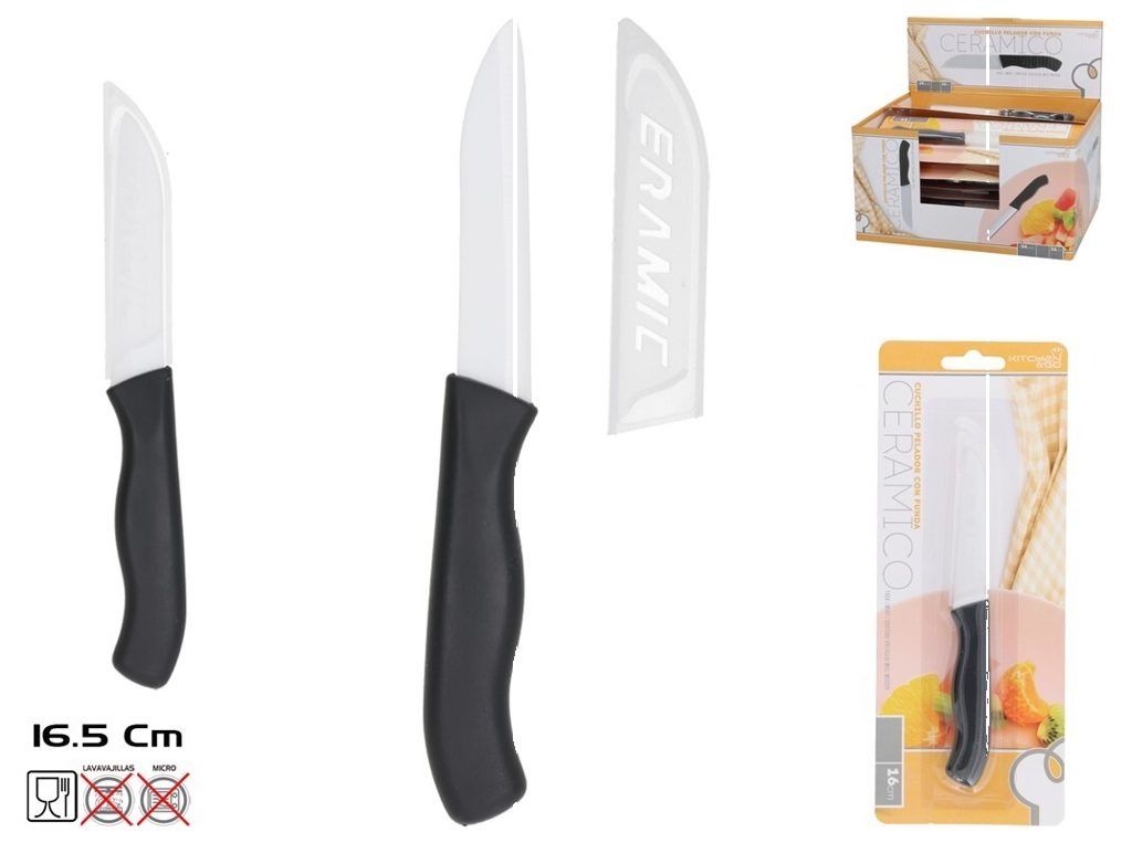 [142481] CUCHILLO PELADOR CERAMICO CON FUNDA 16 CM