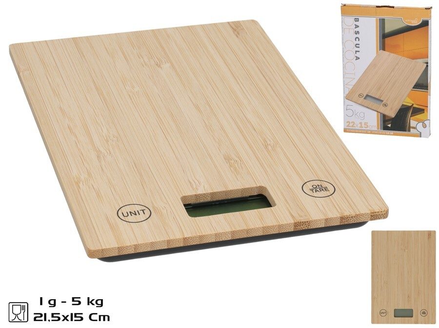 [142484] BASCULA COCINA BAMBU 22 X 15 CM 5 KG