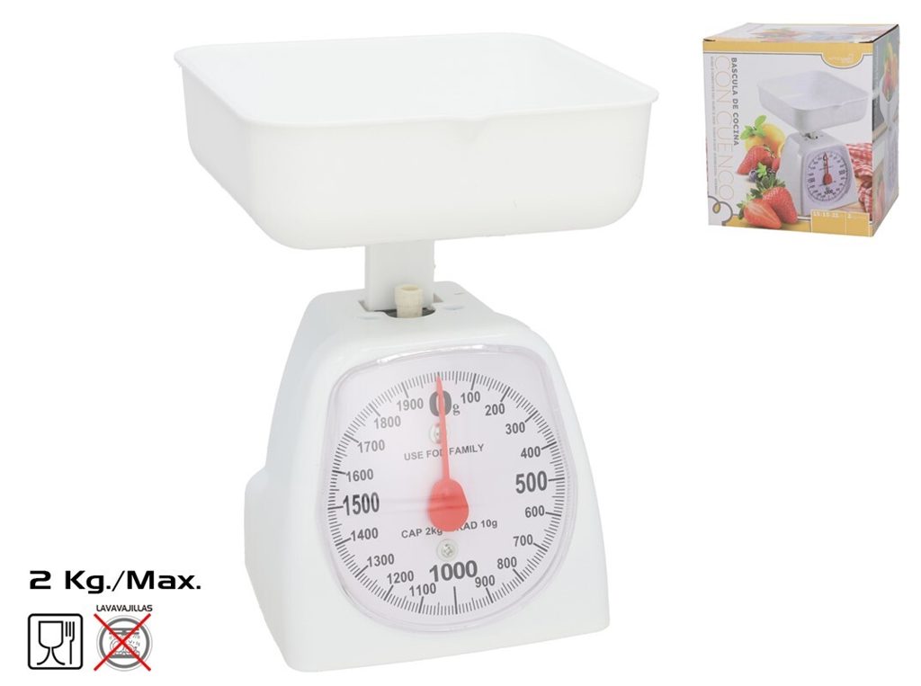 [142494] BASCULA COCINA CON CUENCO BLANCO 2 KG