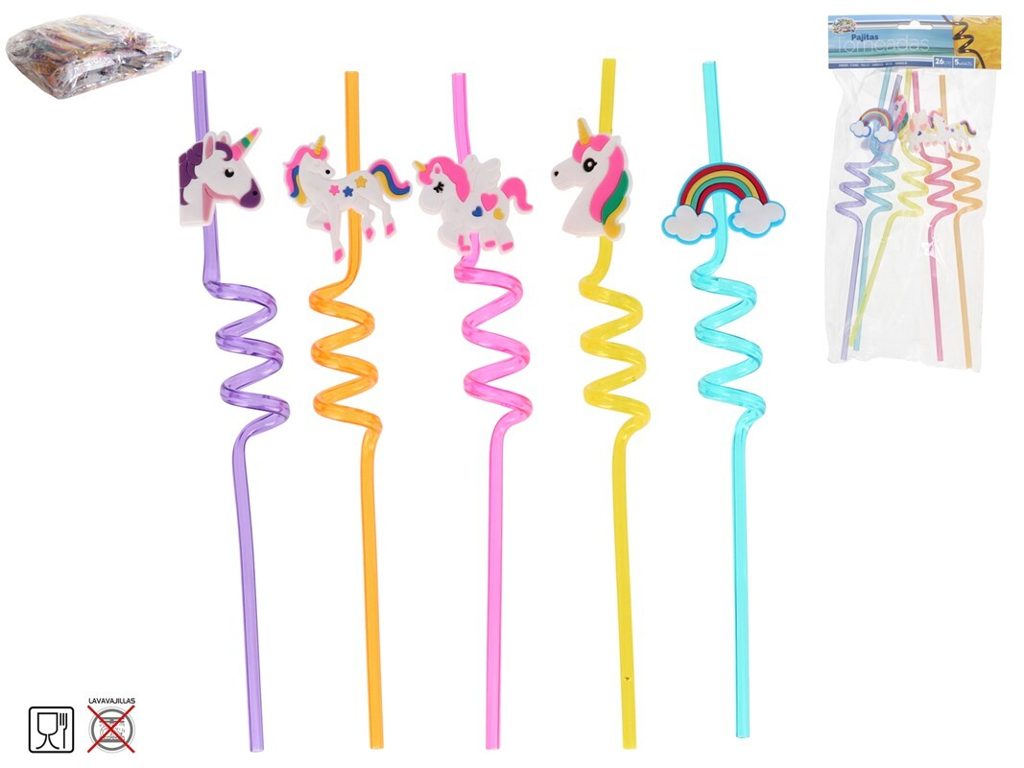 [111175] PAJITAS TORNEADAS UNICORNIO 5 UDS