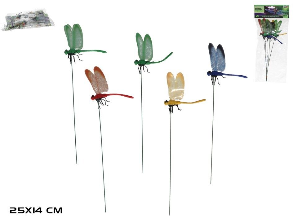 [134457] PINCHO JARDIN LIBELULA COLORES 5 UDS
