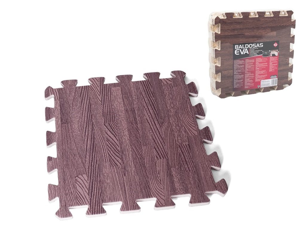 [141995] BALDOSAS GOMA EVA MARRON OSCURO 32 X 32 CM 9 UDS