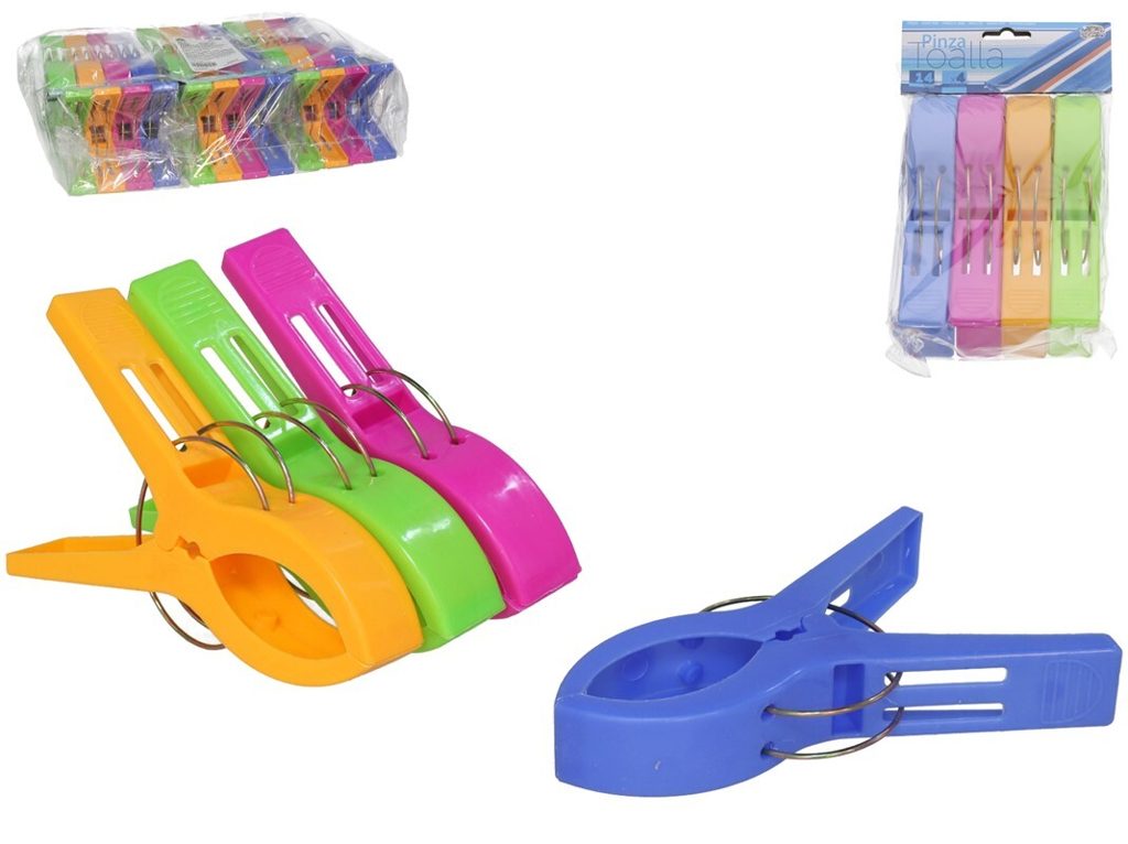 [142010] PINZAS TOALLA GIGANTES COLORES 14 CM 4 UDS