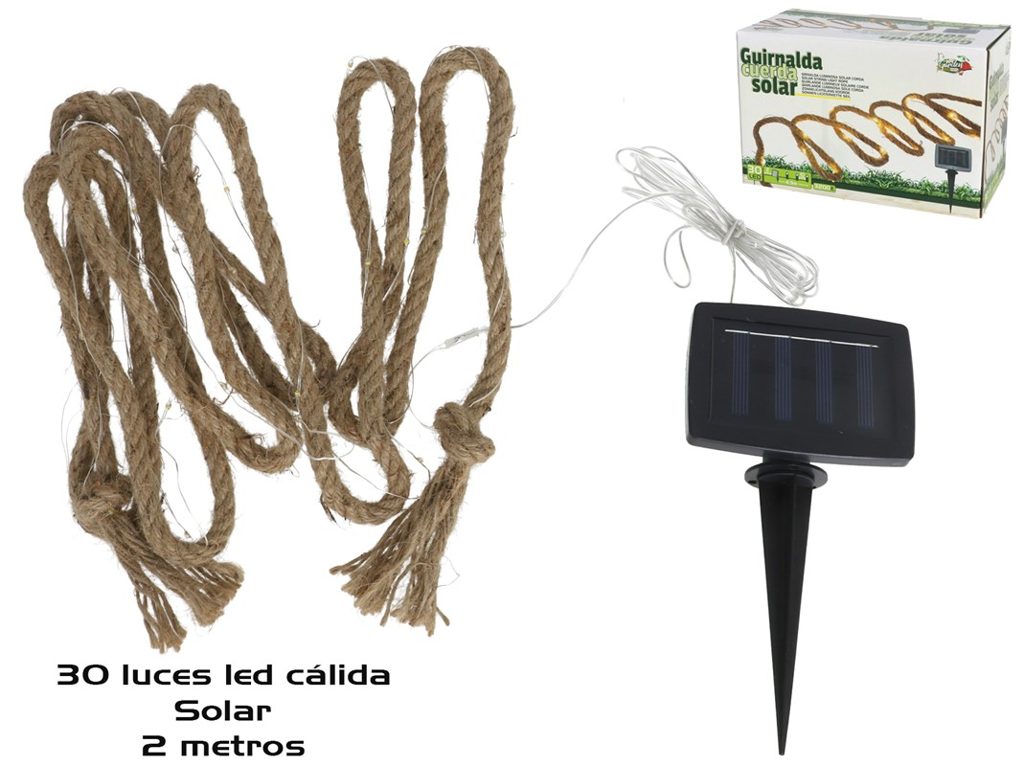 [142043] GUIRNALDA SOLAR CUERDA 30 LED CALIDOS 2 MTS