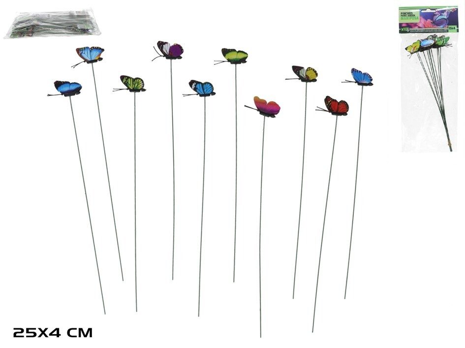 [142095] PINCHOS PARA JARDIN MARIPOSA MINI 25 CM 10 UDS