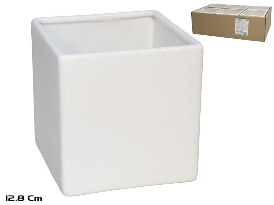 [142147] MACETERO ADARA BLANCO CERAMICA 12.8 X 12.8 CM