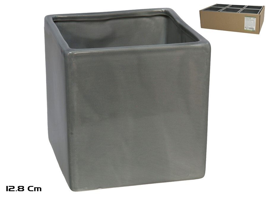 [142148] MACETERO ADARA GRIS CERAMICA 12.8 X 12.8 CM