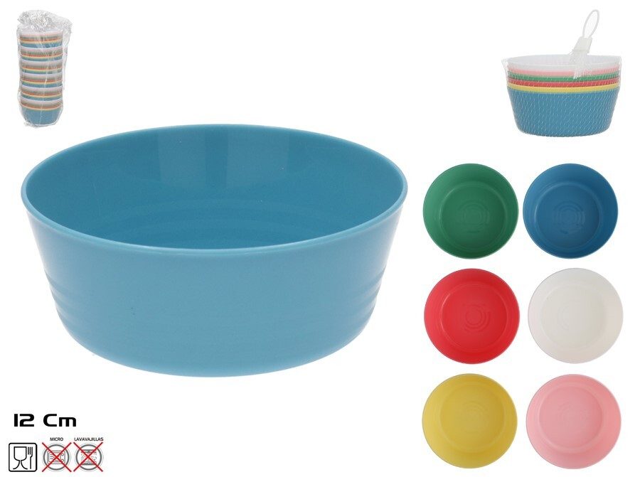 [142166] BOWL PLASTICO SURTIDO COLORES 220 ML 6 UDS EN RED
